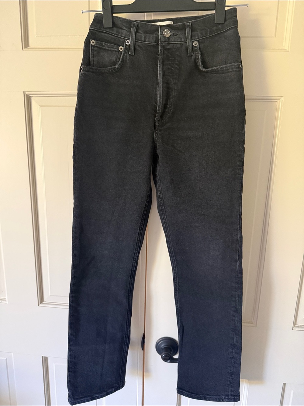 Agolde Black Faded Slim Straight Jeans